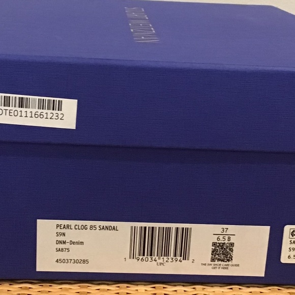 Stuart Weitzman Denim Pearl Clog New in Box 6.5B/37 - Picture 7 of 8